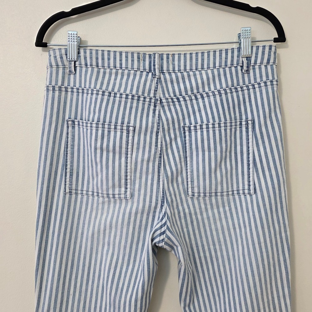 Blank Paige Super Flare Striped Jeans Sz M Denim Bell Bottoms Hippie Festival - Picture 5 of 14